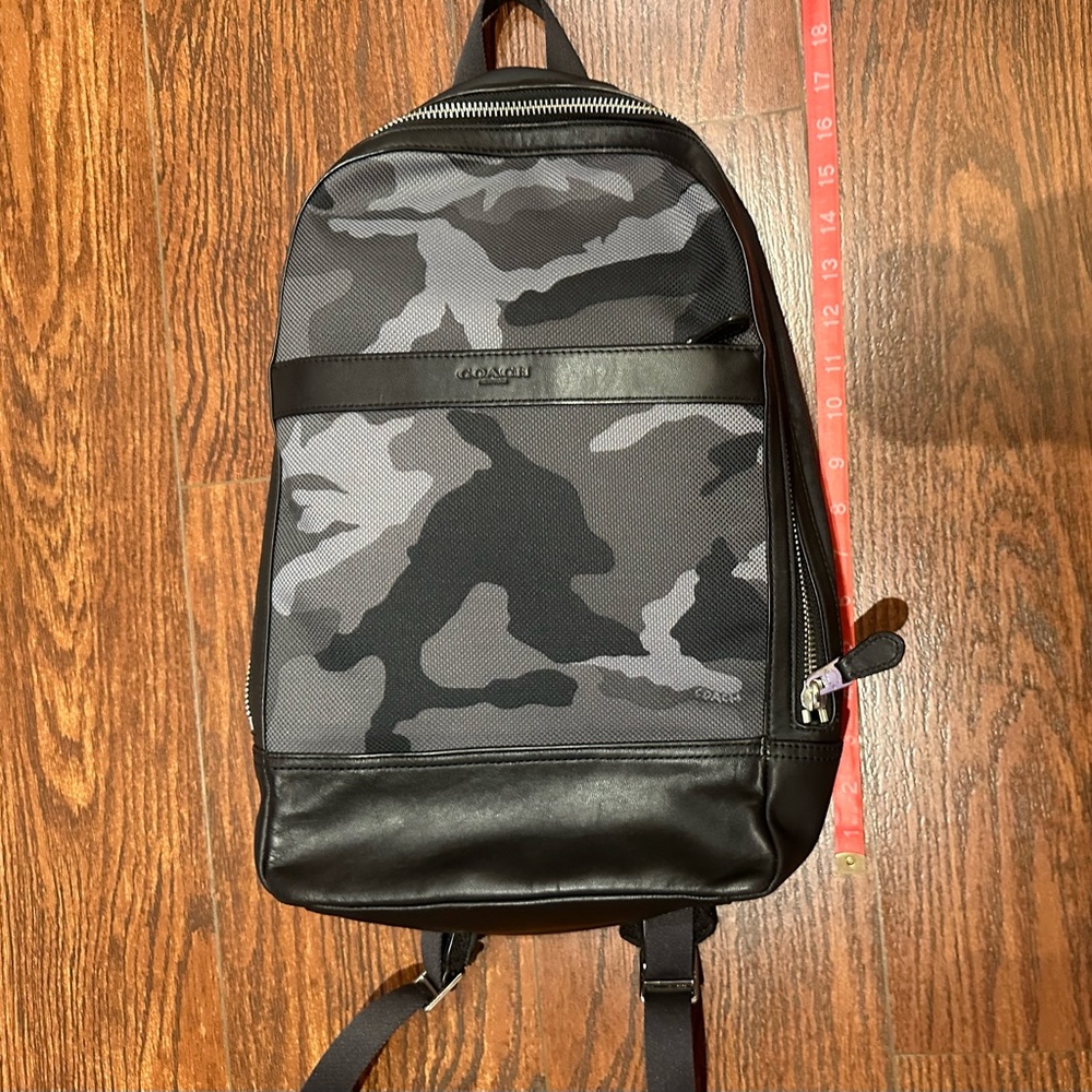 Coach Leather & Canvas Dark Camo Backpack - Picture 7 of 7